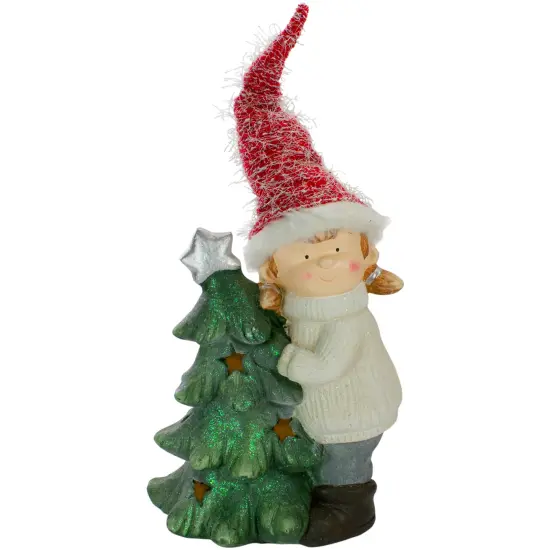 Northlight Smiling Girl Hugging a Star Tree Christmas Figure - 30" Green {1}