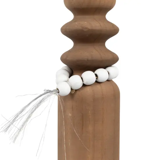 Northlight Wooden Tealight Candle Holder with Beaded Tassel - 9.75" - Brown {6}