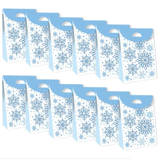 Big Dot of Happiness Blue Snowflakes - Winter Holiday Gift Favor Bags - Party Goodie Boxes - Set of 12 {6}
