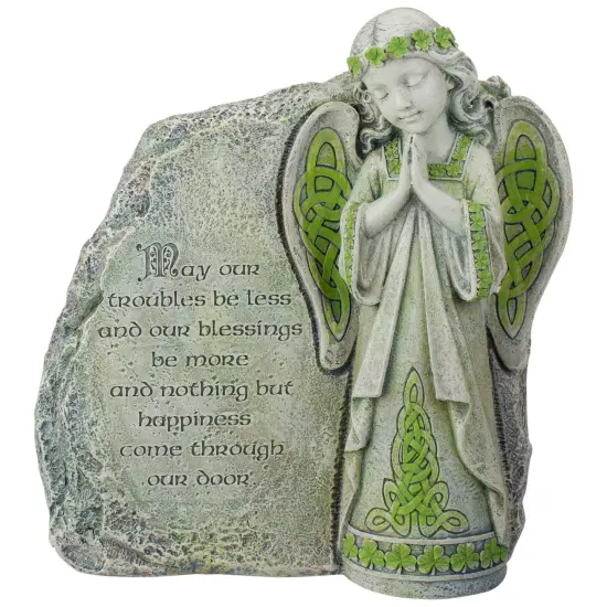 Roman 9.75" Gray Joseph's Studio Irish Blessing Angel Outdoor Patio Garden Statue {1}