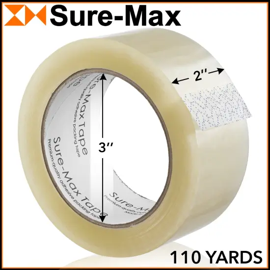 Sure-Max Premium Carton Packing Tape 1.8 mil 330 Feet (110 yards) - Clear {3}