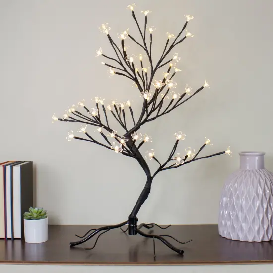Northlight Pre-Lit Japanese Sakura Blossom Artificial Tree - 25" - Warm White LED lights Black {1}