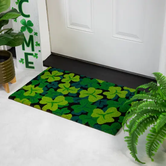 Northlight Black Coir Multicolor Green Shamrock Outdoor Doormat 18" x 30" {3}