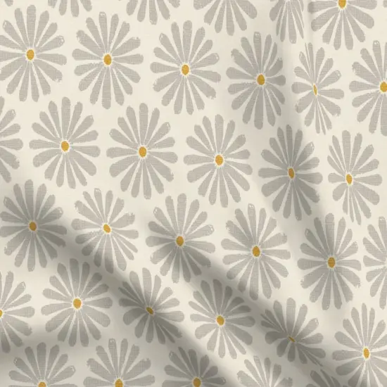 Various Fabrics by the Yard or Fat Quarter Neutral Daisy Simple Flowers Earth Tone Cool Gray On Cream Custom Printed Fabric by Spoonflower {5}