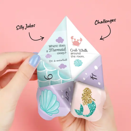 Big Dot of Happiness Let's Be Mermaids - Baby Shower or Birthday Party Cootie Catcher Game - Jokes and Dares Fortune Tellers - Set of 12 {4}