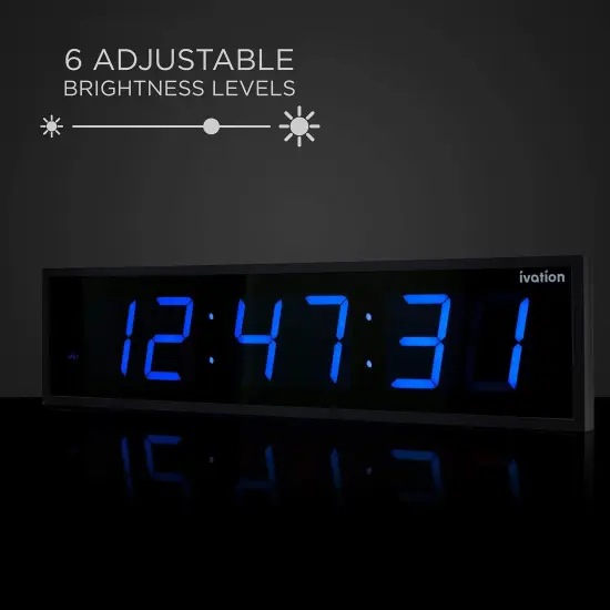 Ivation Huge 36 Inch Large Big Oversized Digital LED Wall Clock White {9}