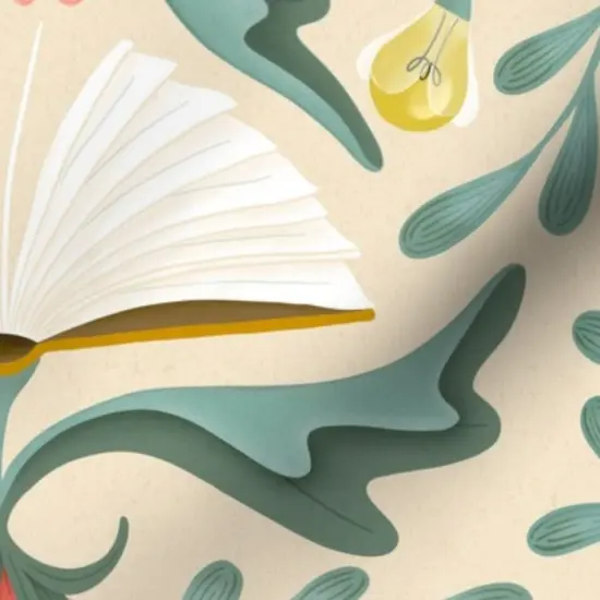 Various Fabrics by the Yard or Fat Quarter Library Book Pink Coral Damask Reading Hidden Whimsical Custom Printed Fabric by Spoonflower {7}