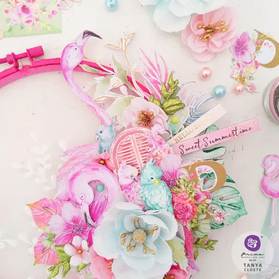 Prima Marketing Paper Flowers 4/Pkg-Postcards From Paradise - Soft Breeze {3}