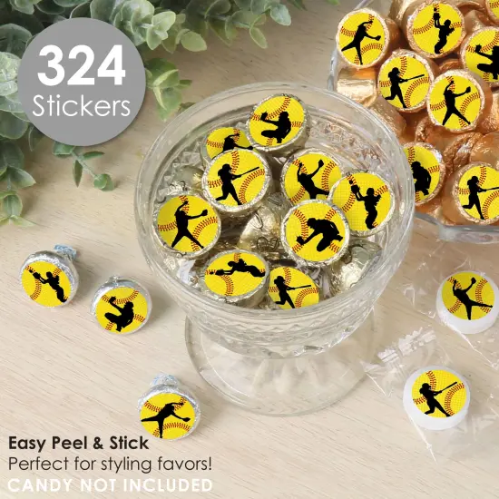 Big Dot of Happiness Grand Slam - Fastpitch Softball - Birthday Party or Baby Shower Small Round Candy Stickers - Party Favor Labels - 324 Count {3}