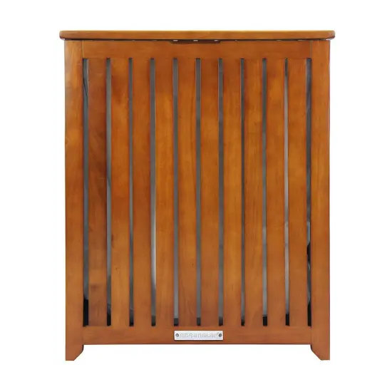 Oceanstar Solid Wood Spa Hamper Brown {3}