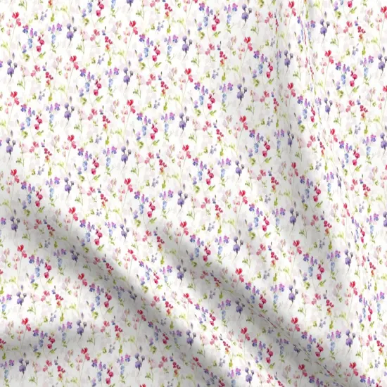 Various Fabrics by the Yard or Fat Quarter Watercolor Floral Purple Pink Flowers Hand Painted Ditsy Sweet Pea Custom Printed Fabric by Spoonflower {5}
