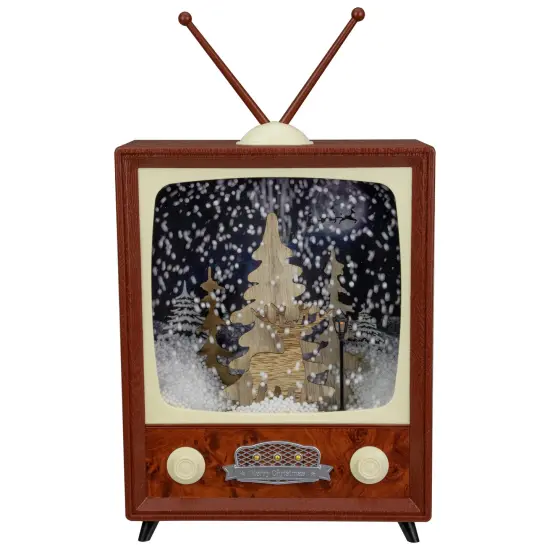 Northlight LED Lighted Musical Snowing Reindeer TV Set Christmas Decoration - 12" Brown {3}