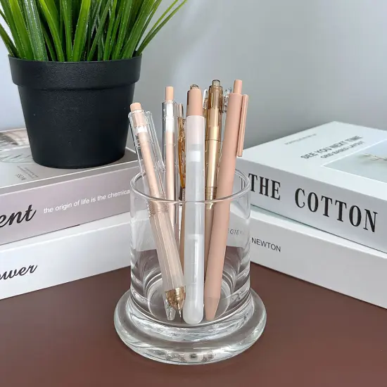 Wrapables Retractable Rollerball Pens and Highlighter Set, 0.5mm Black Gel Ink Pens for Home, Office, Stationery (Set of 6) Brown {5}