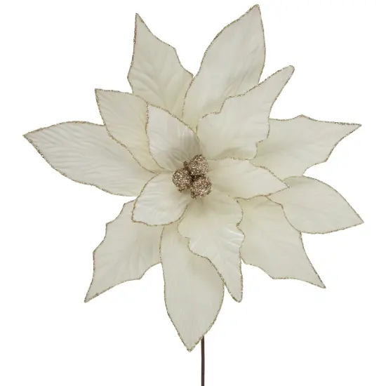 Northlight 24" Cream Poinsettia Christmas Stem Spray Ivory {6}