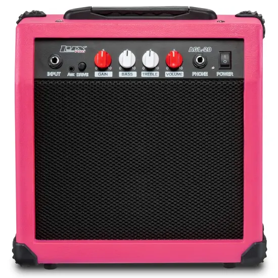 LyxPro Electric Guitar Amp, 20w Portable Mini Amplifier Pink {1}