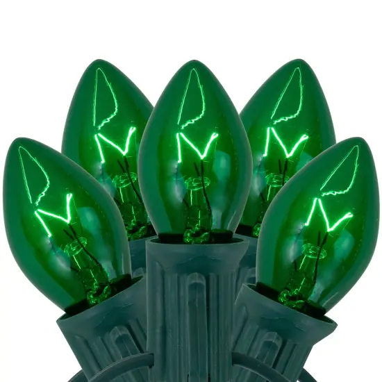 Northlight 25-Count C7 Transparent Green Christmas Light Set, 24 ft Green Wire {1}