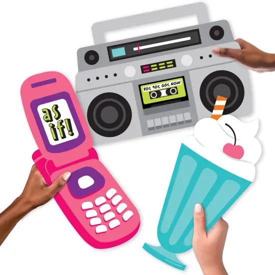 Big Dot of Happiness Through the Decades - Milkshake, Flip Phone, and Boom Box Decorations - 50s, 60s, 70s, 80s, & 90s Party Large Photo Props - 3 Pc {6}