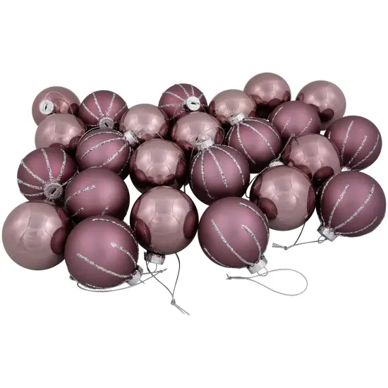Northlight Shiny and Matte Christmas Glass Ball Ornaments - 2.25" (55mm) - Pink - 24ct {7}