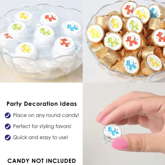 Big Dot of Happiness Balloon Animals - Happy Birthday Party Small Round Candy Stickers - Party Favor Labels - 324 Count {6}