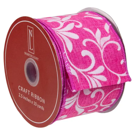 Northlight Pink Floral Wired Craft Ribbon 2.5" x 10 Yards {4}