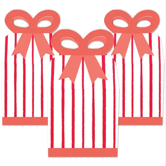 Big Dot of Happiness Red Stripes - Square Favor Gift Boxes - Simple Party Bow Boxes - Set of 12 {3}