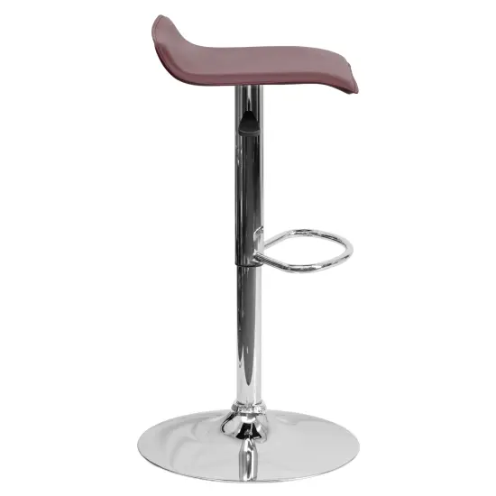 Emma and Oliver Solid Wave Seat Vinyl Adjustable Height Barstool with Chrome Base White {10}