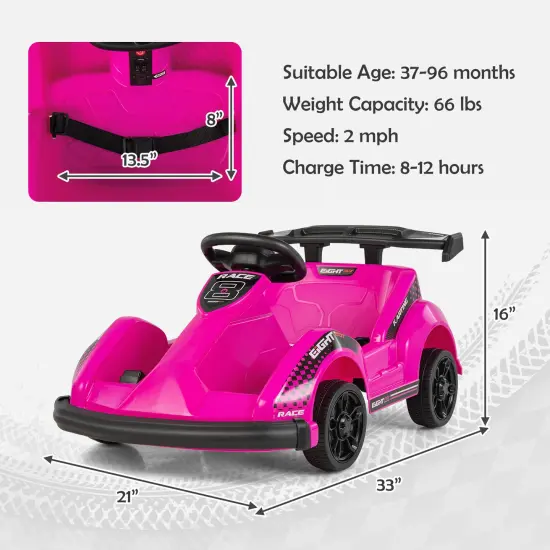 Electric Ride-On Go-Cart with Remote Control and Safety Belt Pink {3}