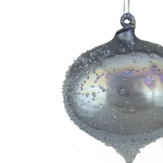 Northlight 4.5-Inch Silver Iridescent Glass Onion Christmas Ornament {4}