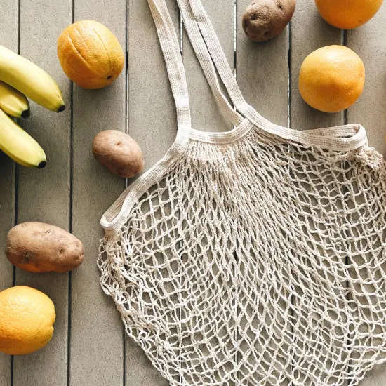 Wrapables Cotton Mesh Net Shopping Bag, Grocery Bag for Vegetables, Produce (Set of 3) Hot Pink Beige Teal {4}