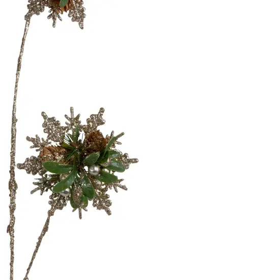 Northlight 28" Champagne Gold and Green Artificial Floral Christmas Spray {4}