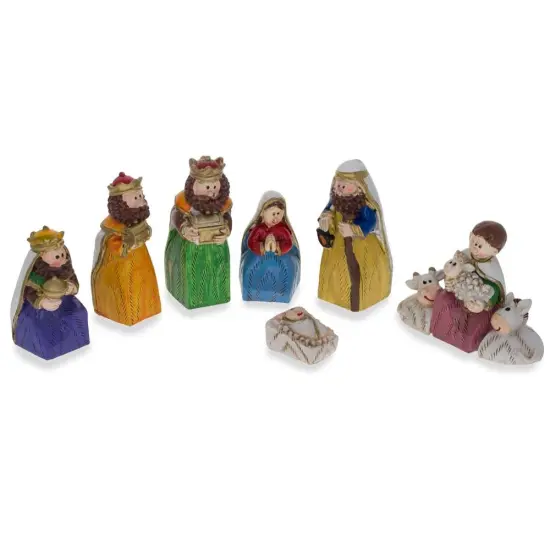 Set of 9 Hand Painted Mini Nativity Scene Set Figurines {1}