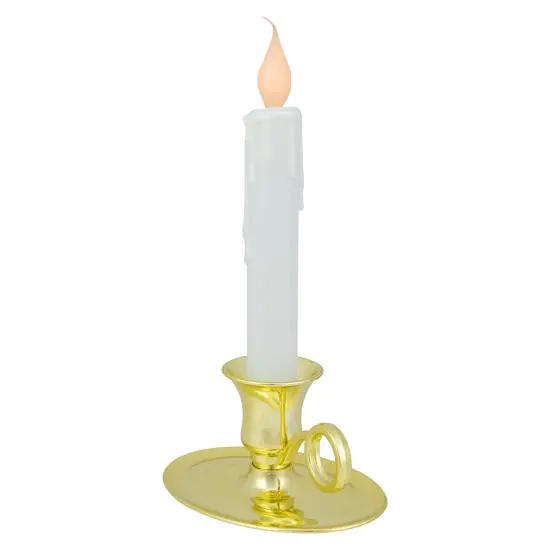 Northlight LED Lighted Window Candle with Oval Handle Base - 8 - White and Gold {4}