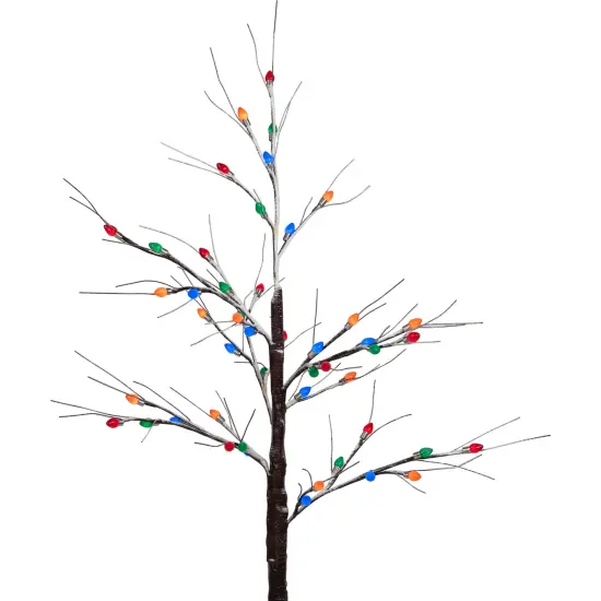 Northlight LED Lighted Frosted Christmas Twig Tree - 4' - Brown - Multi-Color lights {5}