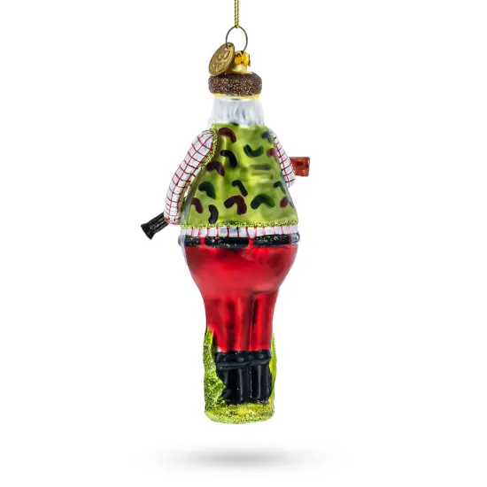Hunter Santa Glass Christmas Ornament {4}