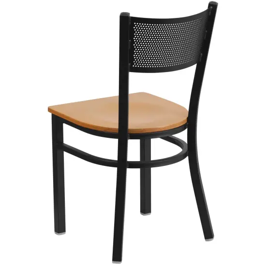 Emma and Oliver Grid Back Metal Restaurant Dining Chair Natural/BlackMetal {3}