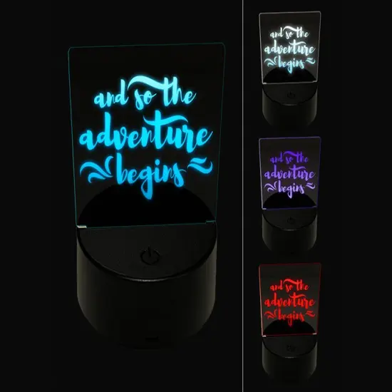 And So the Adventure Begins 3D Illusion LED Night Light Sign Nightstand Desk Lamp {1}