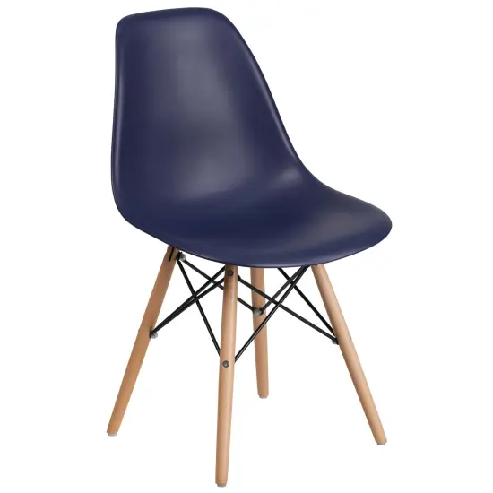 Merrick Lane Elton Series Polypropylene Accent Chair with Metal Braced Wooden Legs Black {6}