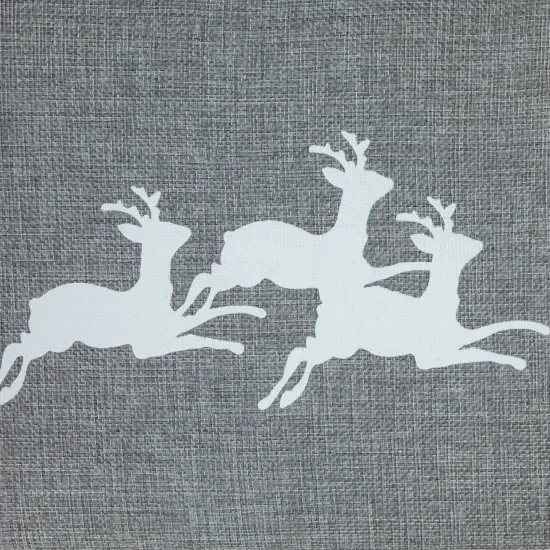 Northlight 26" Gray Burlap with Reindeer Hexagonal Christmas Tree Collar {6}