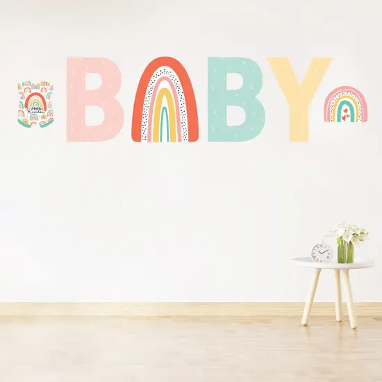 Big Dot of Happiness Hello Rainbow - Peel and Stick Boho Baby Shower Standard Banner Wall Decals - Baby {1}