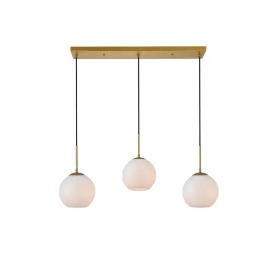 Baxter 3 Lights Brass Pendant With Frosted White Glass {1}