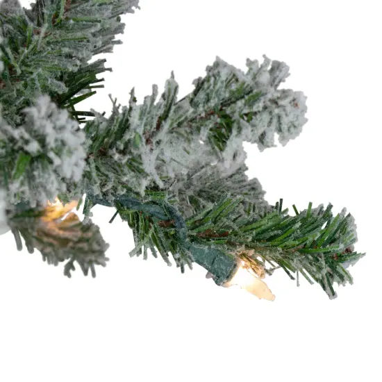 Northlight Pre-Lit Slim Flocked Alpine Artificial Christmas Tree - 7' - Clear Lights Green {4}