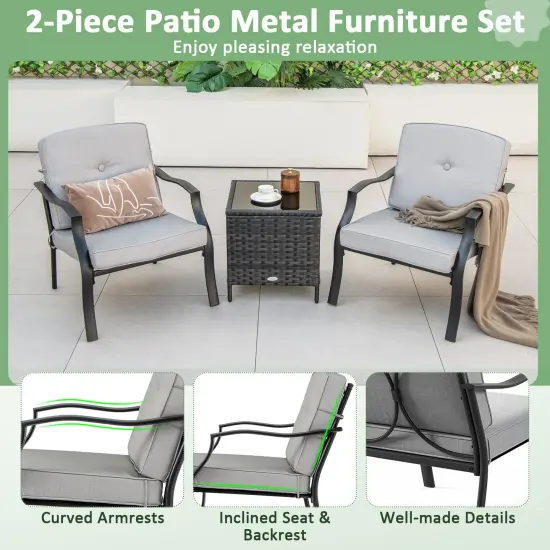Costway 4 PCS Patio Metal Chairs Outdoor Dining Seat Heavy Duty with Cushions Garden Gray {5}