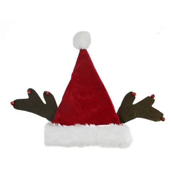 Northlight Red and Brown Reindeer Antlers Santa Hat Unisex Adult Christmas Costume Accessory - One Size {1}