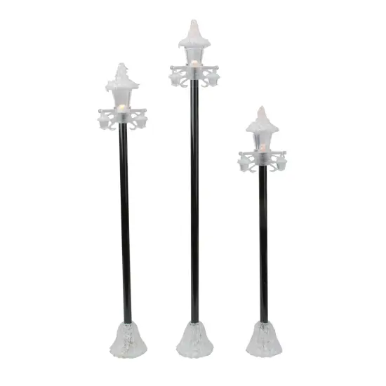 Roman LED Lighted Victorian-Style Christmas Village Lampposts - 16.5" - Set of 3 Black {1}