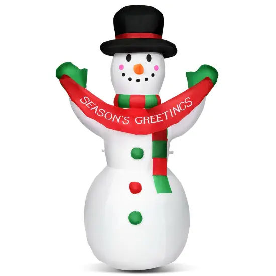 6 Feet Inflatable Christmas Snowman with LED Lights Blow Up Outdoor Yard Decoration {1}