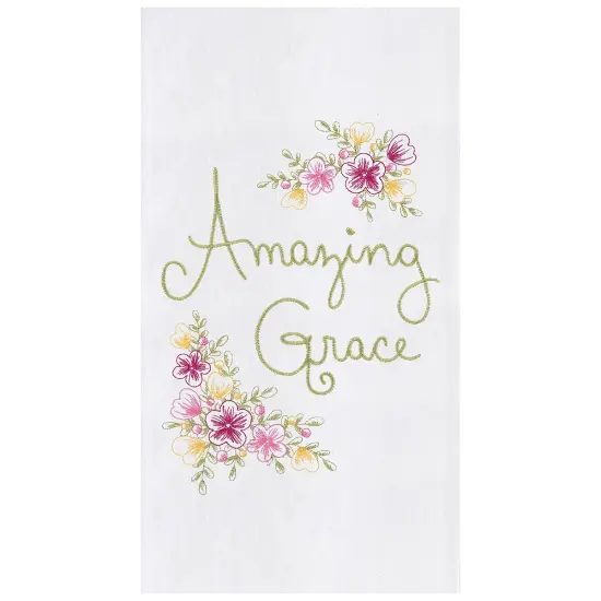Amazing Grace Embroidered Flour Sack Cotton Kitchen Towel {1}