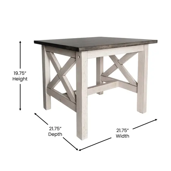 Merrick Lane Matty Rustic End Table, Farmhouse Style Solid Wood Accent Table Walnut {11}