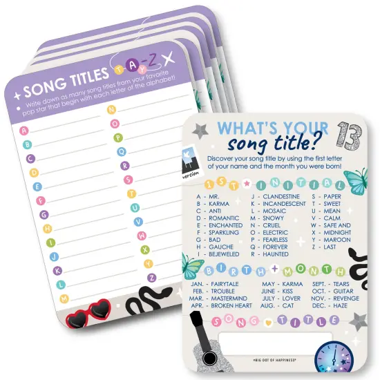 Big Dot of Happiness In My Party Era - 2-in-1 Celebrity Concert Party Cards - Activity Duo Games - Set of 20 {1}