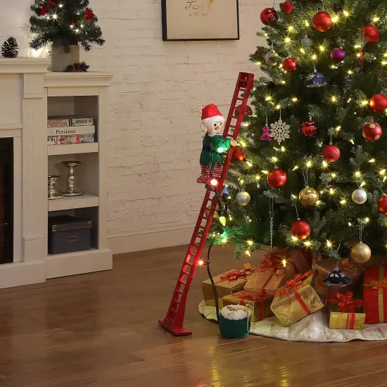 Mr. Christmas Mr. Christmas Animated and Musical Climbing Elf with Light Strand Decoration Red {3}