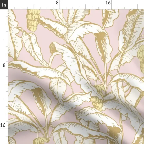 Various Fabrics by the Yard or Fat Quarter Banana Leaf Pastel Pink Yellow Feminine Cheerful Playful Delicate Romantic Custom Printed Fabric by Spoonflower {2}